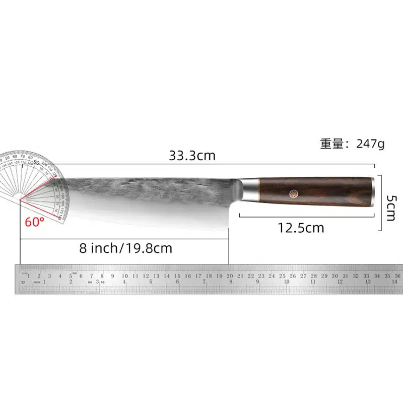XUANTENG 9cr18 steel chef knife, hand forged stainless steel kitchen knife, solid wood handle, meat cutting tool