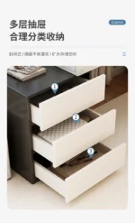 Modern wooden dressing table with mirror and 5 drawers – makeup vanity desk with LED lights and stool in bedroom setting