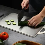 Home brushed 304 stainless steel PP cutting board Kitchen cutting meat anti-bacterial and anti-mold double-sided cutting