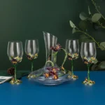 Creative Enamel Iris Glass cup Champagne Flutes Crystalline Party Gift Toasting Glass Goblet Crystal Anniversary unique mug