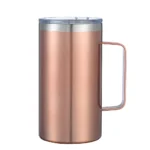 24oz double wall coffee mug with handle and leak-proof lid on a wooden table