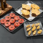 Golden Square Stainless Steel Food Service Tray plate set Nonstick Bakeware Fruit Cookie Bread Plate Kitchen Storage Container