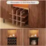 Wine Bar Cabinet w/ LED Light,Liquor Cabinet for Home,Coffee Bar Cabinet w/ Wine Rack & Glass Holder,Walnut Buffet
