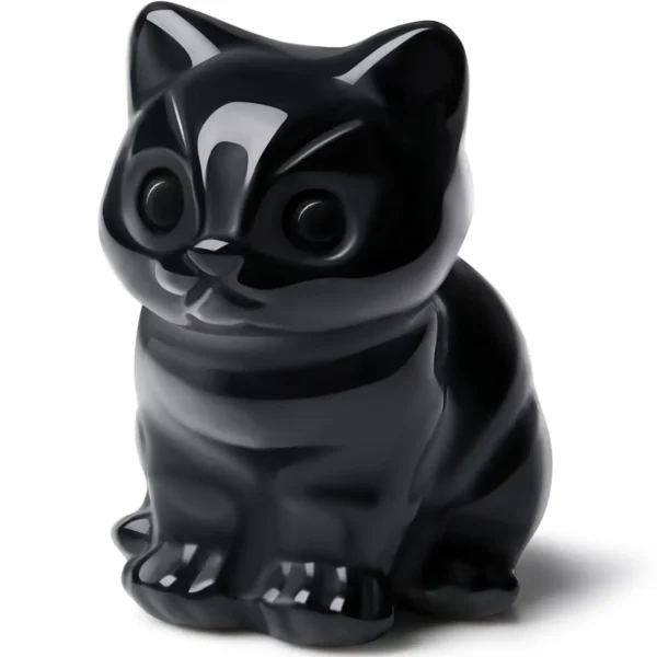 Obsidian Cat Crystal Figurines Cat Gifts Decor Gifts for Mom Women Men Lucky Cute Cat Statue Room Desk Decor