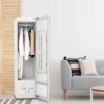 Goldoma smart electric clothes dryer with stainless steel finish and app control, drying clothes efficiently