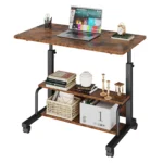 JHK 31.5IN Adjustable Height Mobile Standing Computer Desk with Locking Wheels Metal Frame Portable Workstation for Walking