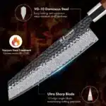 TURWHO 8.2" Japanese Kiritsuke Knife Damascus Steel Hand Forged VG10 Chef Knife Kitchen Sharp Professional Cleaver Cooking