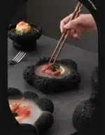 Black Cement Tableware Dinner Plate stone Sashimi sushi Disc Dry Ice Tray Plate Dessert Plates Dim Sum Dish Steak Plates