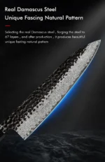 Damascus Steel Japanese Kitchen Knife, PRO Chef Knife, Handmade – close-up detail