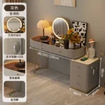 Modern dressing table with mirror and two drawers in white painted finish for bedroom use