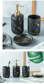 Marble Soap Dispenser Pump Bottle Ceramic Bathroom Accessory Set Home Couple Mouthwash Cup Soap Dish Washing Tools Luxury