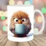 3D cute owl mug 11oz creative coffee mug bird lover friends christmas gift mug home juice cup – side view