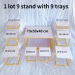 10 -18PCS Gold Shiny Metal Cake Snack Stand With Acrylic Plate Buffet Banquet Decor Wedding Floral Dessert Table Display Holder - Image 10
