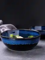 1 Pcs Bone China Bowl Tableware Blue Janpan Rice Soup Dinner Service Retro Ceramic Dinnerware Restaurant Home Kitchen