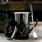 12 Constellations 420 Ml Ceramic Mugs Creative Mugs With Spoon Lid Black Mug New Bone China Coffee Cup Drinkware Couples