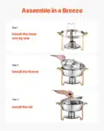 SucceBuy 4 Pack Chafing Dish Buffet Set Stainless Steel Chafer w/4 Full Size Pan Round Catering Warmer Server for Party