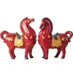 Chinese Red Tang Dynasty Horse Statue - Success Ceramic Horse Figurine, Office Desk Decor, Feng Shui Wealth Ornament – top