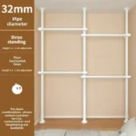 Freestanding coat rack with hooks holding jackets and bags in an entryway, adjustable design with sturdy steel frame