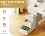 48" White Computer Desk with 8 Fabric Drawers Large Storage Home Office Study Gaming, Customized – styled in a modern Office