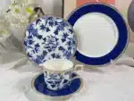European Klein blue hibiscus bone porcelain plate ins wind European household high-end tableware housewarming gift box
