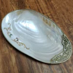 Natural Shell Tray With Golden Metal Edge Mother of Pearl Restaurant Serving Plate Dish Bowl Jewelry Holder Photography