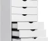 7 Drawer Mobile File Cabinet Under Desk Storage Organization with Wheels Vertical Filing Chest Rolling Wood Small Desk