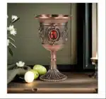 European Gemstone Rose Metal High Footed Wine Cup Wedding Toast Cup Household Wine Glass Holiday Gift – close-up detail