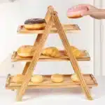 Wooden Three-Layer Serving Trays, Cupcake Stand, Fruit Cake Stand, Dessert Serving Tray, Detachable Rectangle Platter, 3