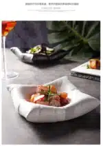INS Creative White Hotel Square Plate, Ceramic Cold Dish, Artistic Conception Tableware, New Products – angled view