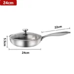 22-28cm Inch Tri-ply 18/8 Stainless Steel Chef's Pan,Frying Pan with Lid,Induction Pan,Pot and Pan Set,Dishwasher and Oven
