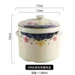 Ceramic Stew Pot Japan Plum Blossom Stew Bowl Double Lid Stewed Bird's Nest Steamed Egg Double Handle Egg Cup Kitchen