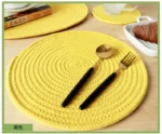 Rope Woven Thermal Insulation Placemat, Home Kitchen Cotton Meal Mat, Dining Table Decor, Cup Coaster, Pot Pad, Europe,
