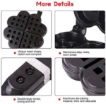 Heart Shaped Waffle Cake Mold Pot Non Stick Double Side Biscuits Muffin Mould Pot Bakeware Easy Breakfast Cooking for Household - Image 16
