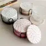 4Pcs 11x11cm Small Round Cotton Woven Coffee Mug Tea Cup Coaster Table Placemat Plate Mat Kitchen Insulation Pad – close-up