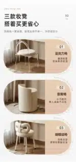 Solid Wood Dressing Table with Mirror and Stool - White – top view