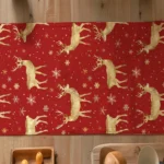 Christmas table runner with elk pattern on a dining table