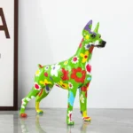 Simple Creative Pet Handle Graffiti Color Doberman Dog Statue Decorations Home Entrance Wine Cabinet Office Decor Resin