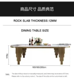 Modern oval marble dining table with gold stainless steel legs seating 6-8 people - Goldoma
