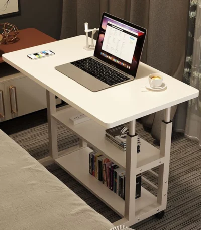 Multi-Layer Standing Desk Small Office Desk Adjustable Height Wooden Computer Desk Workstation Work Table Laptop Desk for