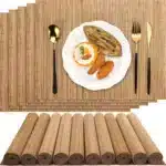 8PCS Bamboo Placemats Sushi Rolling Mat Reusable Wicker Placemat Heat Resistant Table Mats for Dining Wedding Party 12x18 In