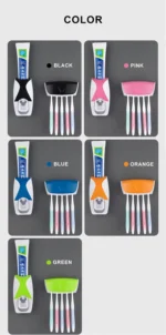 1 set of easy-to-use toothbrush holder with automatic toothpaste dispenser, wall mounted toothbrush storage rack, and