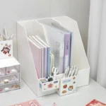 Desktop Book Storage Box Stationery Organizer Desk Storage Rack Bookshelf Pen Holder Organiser Cute Book Stand Bookcase File