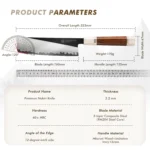 Professional nakiri knife with PM204 steel core and Mkuruti wood handle on wooden cutting board