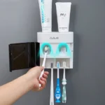 Magnetic Toothbrush Holder Storage Rack Automatic Toothpaste Dispenser Wall-Mounted Waterproof Bathroom Storage Accessories