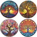 Diamond Painting Placemats Pattern Round Diamond Painting Table Mats Rhinestone Anti-slip Placemat for Home Decor – close-up