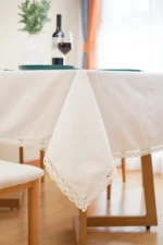 Nordic White Tablecloth Cotton Linen Map Rectangle Round Table Cloth Soft Cover Lace Tassel Outdoor Picnic Blanket for