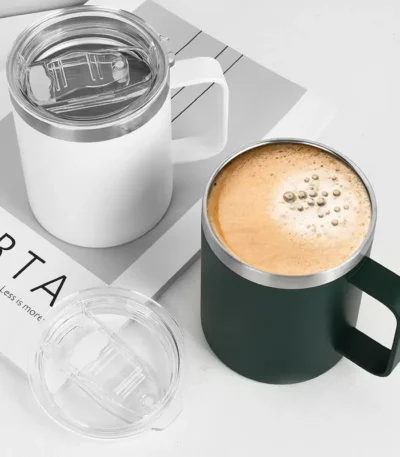 24oz Coffee Mugs with Handle Stainless Steel Double Wall Insulated Cup Leak Proof Lid Travel Mug Gift for