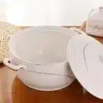 Ceramic Soup Pot Nordic Phnom Penh White Round 2.6L Large Bowl with Lid Cooking Utensils Household Kitchen Supplies