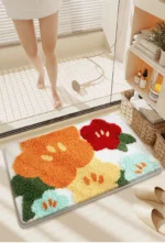 Non-Slip High-Absorbency Microfiber Bath Mat - Floral Plush Bathroom Rug, Thickened Fashionable Home Decor – top view