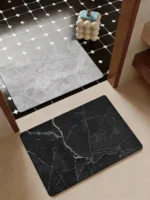 Stone Texture Diatomite Bath Mat Fast-Drying Water-Absorbent Rug for Bathroom Home Use – angled view